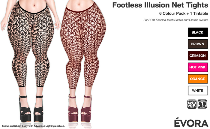 EVORA - Footless Illusion Net Tights