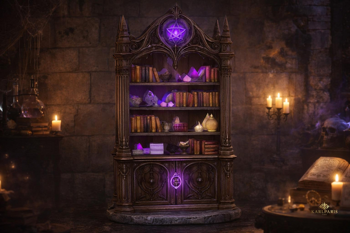 Arcane Gothic Bookcase – Magic Library Fantasy Decor