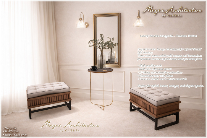 Mayas | Lounge Set | Coffe Table | Chair | Round Rug | Mirror| Wall Lamp