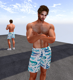 KC'S TEAL GATOR BOARD SHORTS