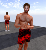 KC'S RED/BLACK GRUNGE BOARD SHORTS
