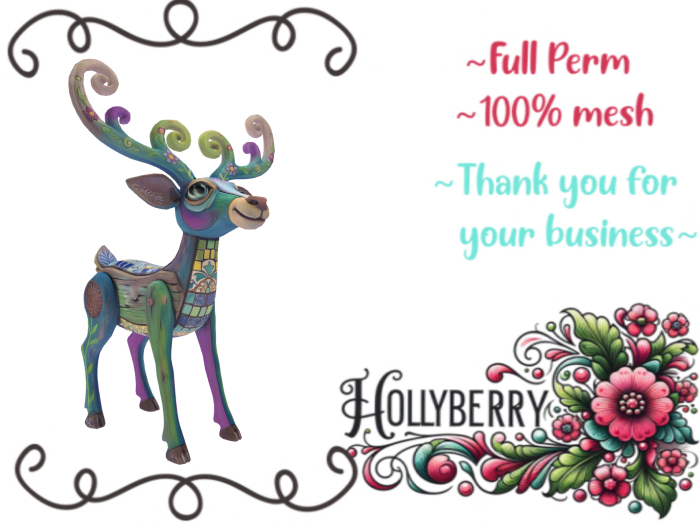 HB: Whimsy Mosaic Carved Deer FuLL PERM