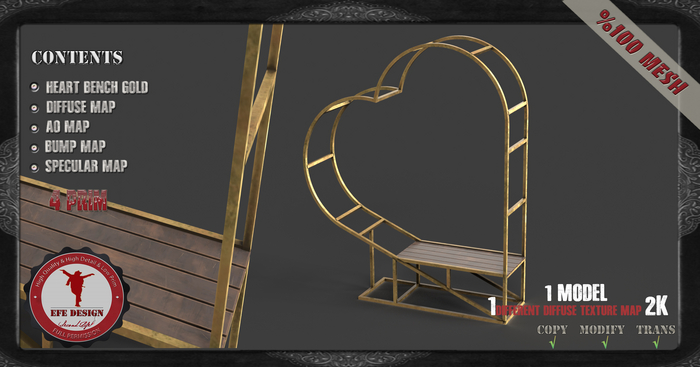 (Efe Design) Heart Bench Gold Full Perm 