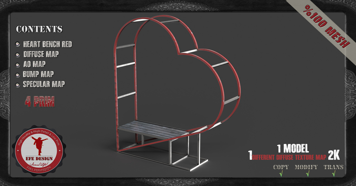 (Efe Design) Heart Bench Red Full Perm