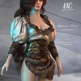 [NC] - Librarian Dress (Burgundy Flowers)
