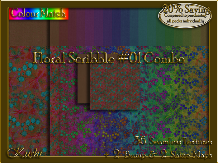 Floral Scribble #01 COMBO Texture Bundle
