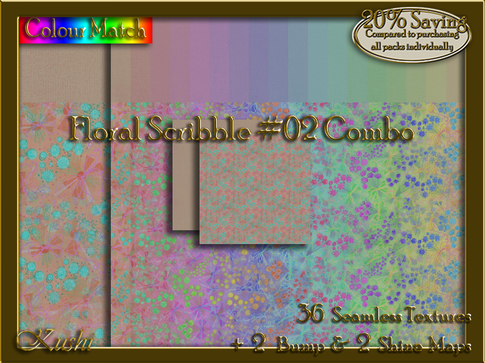 Floral Scribble #02 COMBO Texture Bundle