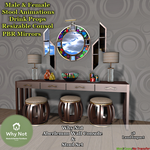 Why Not - Aberlemno Wall Console & Stool Set-Add Me