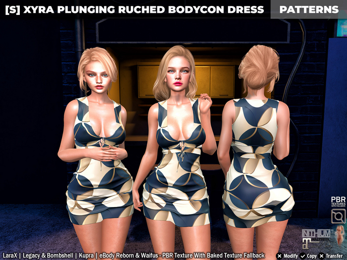 [S] Xyra Plunging Ruched Bodycon Dress Patterns