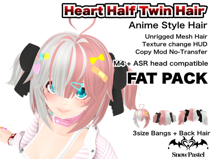 SnowPastel Heart Half Twin Hair FAT