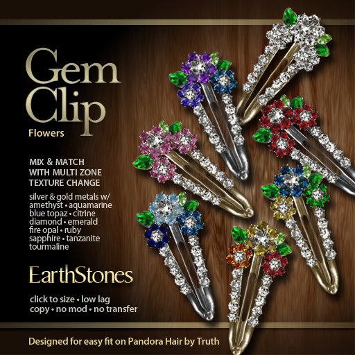 EarthStones Gem Clip - Flowers (BOX)