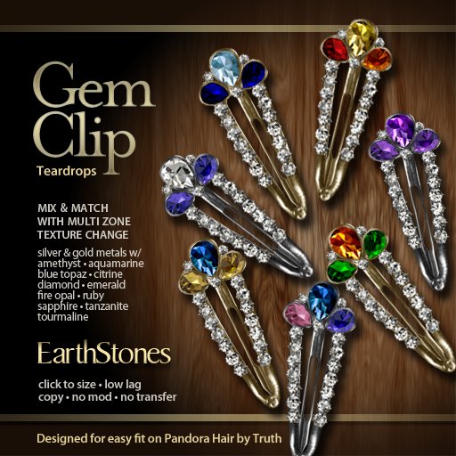 EarthStones Gem Clip - Teardrops (BOX)