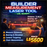 Ultimate Builder Measurement Laser Tool LSL Script – Distance, Bearing & Elevation Scanner for Second Life – Full Perm