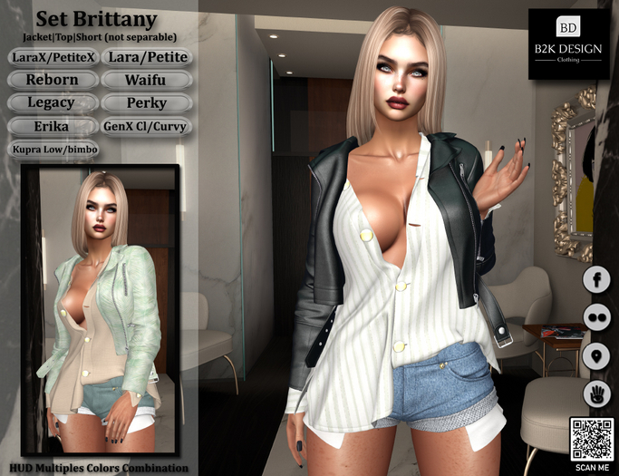 ..::B2K Design::..Set Short Top Jacket Brittany - Maitreya - LaraX - Slink - Legacy - Kupra - Belleza - Reborn - GenX