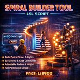 Spiral Builder Tool LSL Script – Advanced Spiral Staircase, Decoration & Light Builder for Second Life | Full Permission