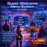 Guest Welcome Menu System LSL Script – Automatic Visitor Greeter, Interactive Menu, Discord & Group Links