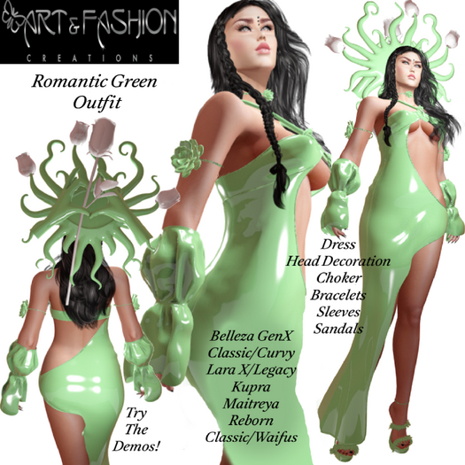 ART & FASHION - ROMANTIC GREEN OUTFIT