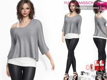 Full Perm Female One Off Shoulder Layered Sweater Tee T-shirt with Tank Top for Maitreya 5.3 LaraX Ebody Reborn Legacy