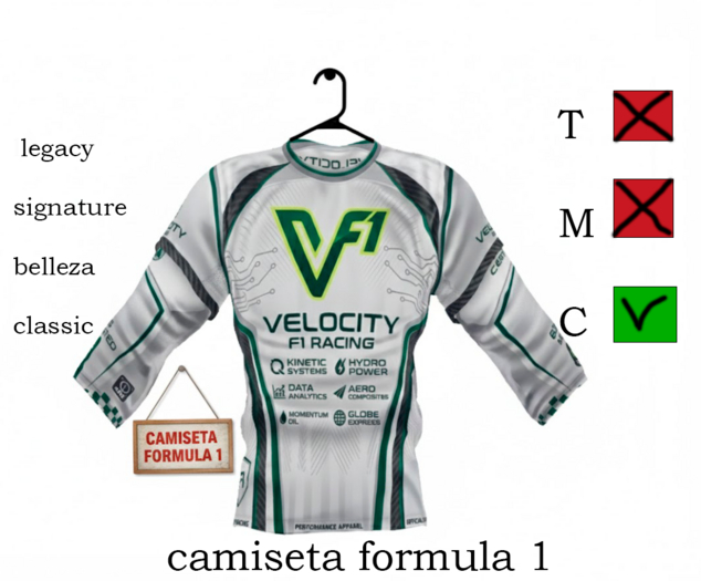CAMISETA FORMULA 1 RACING BLANCA