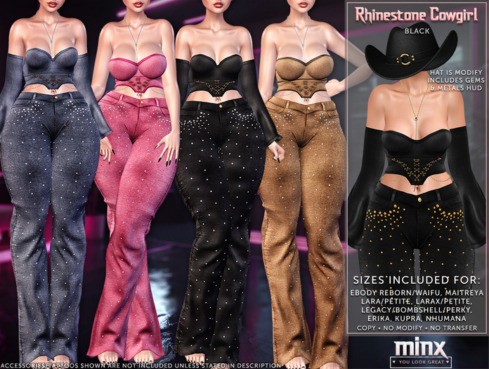 Minx - Rhinestone Cowgirl - Black (add me)
