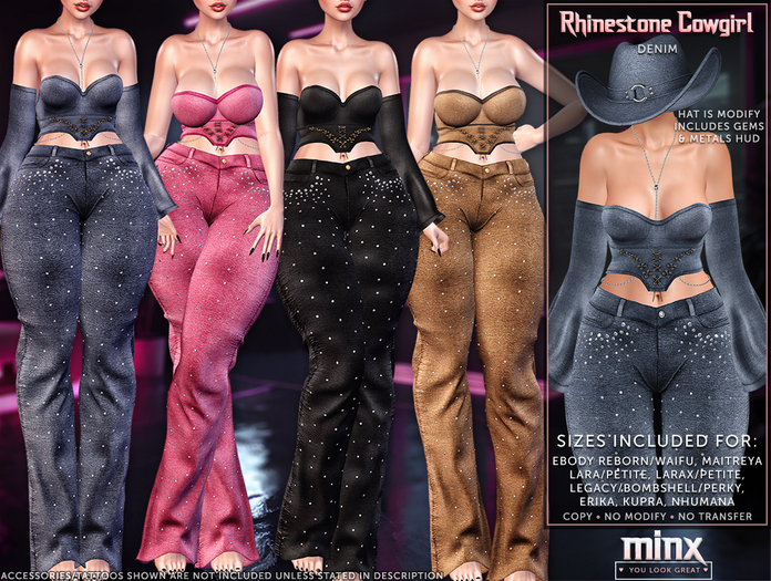 Minx - Rhinestone Cowgirl - Denim (add me)