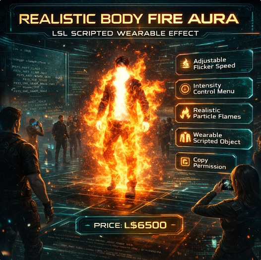 The Scripted Body Second Life Marketplace - Realistic Body Fire Aura – Wearable ...
