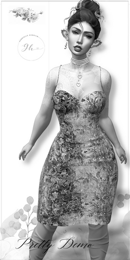 {GH}  Demo Winter Roses – Sequin Corset Dress (Materials) – Maitreya Lara/LaraX, ReBorn, Legacy, Belleza, Slink, Tonic ✦