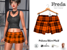 "Freda" Paloma Mini Skirt Plaid Orange Black, Classical Cut and Woven Wool Tartan Pattern for Mix and Match