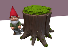 gnome at tree stump planter FULL PERM