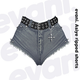 evani. Asiye ripped shorts - mist