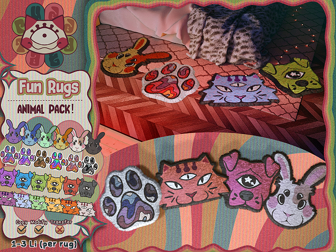 ^PT^ Fun Rugs - ANIMALS PACK (Add to unpack!)