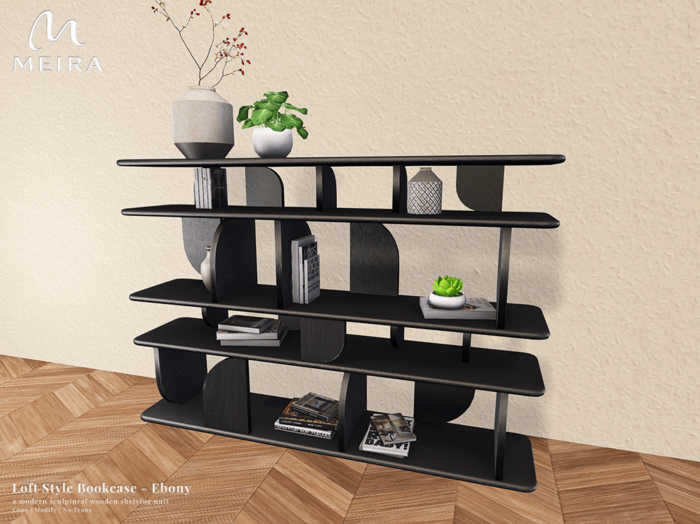 Meira Loft Style Bookcase - Ebony