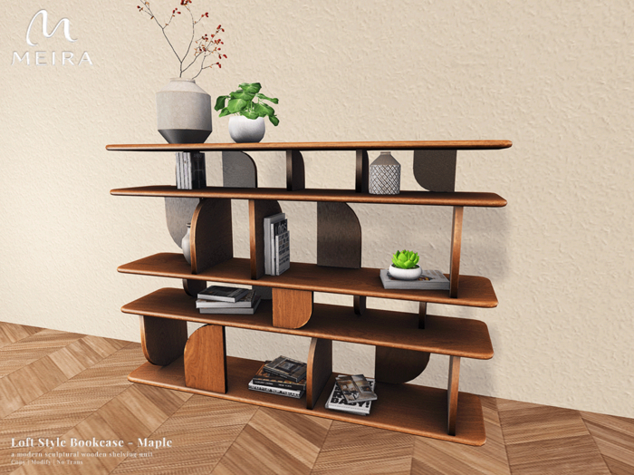Meira Loft Style Bookcase - Maple