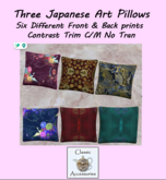 Three Pillows w/ Japanese Print (box)