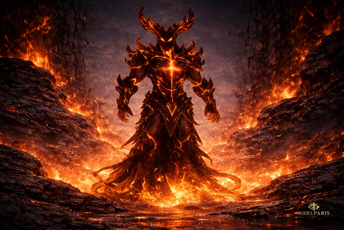 Infernal Lava Demon Statue – Dark Fantasy Fire Entity