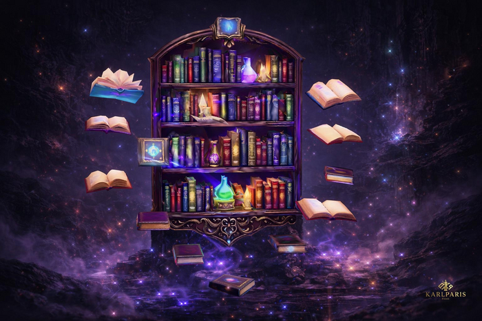 Arcane Magic Bookshelf – Floating Spell Library