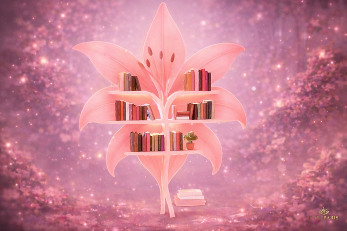 Bloom Lily Bookshelf – Floral Fantasy Library