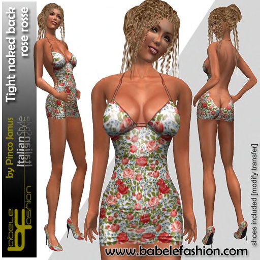 Babele Fashion Tight Naked Back Rose Rosse