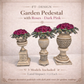 ~FT~ Garden Pedestal with dark pink roses
