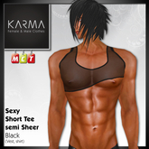 Karma - Tank Top Short Semi Sheer Black (See Through)
