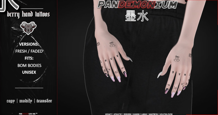 panDEMONium ink // berry hand tattoos