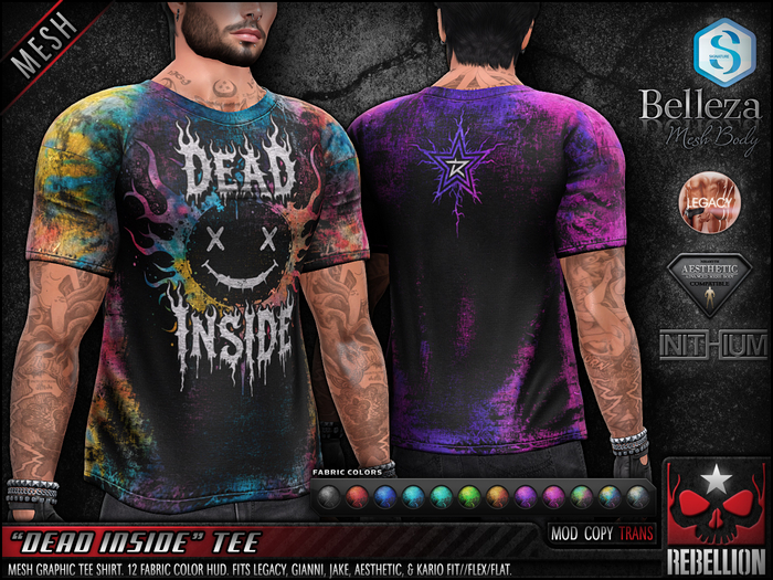 = REBELLION = "DEAD INSIDE" TEE - DEMO