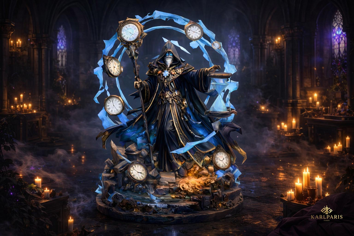 Chronomancer Wizard Statue – Time Mage Fantasy Decor