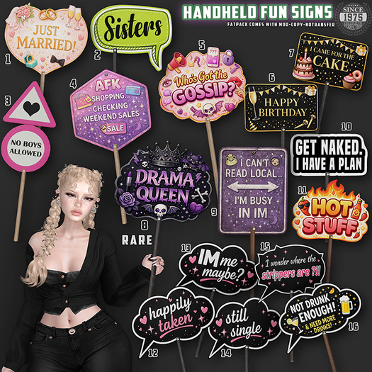 [Since2975] Handheld Fun Signs - FATPACK