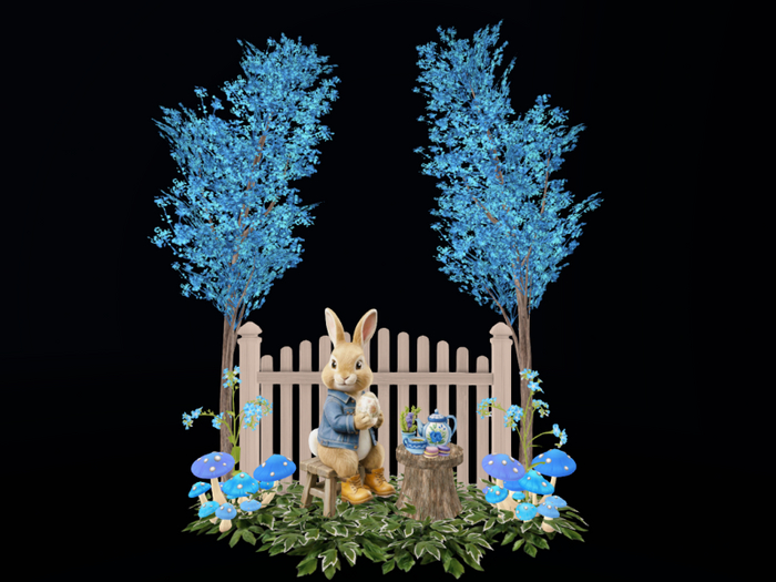MC Easter Bunny Tea Time Fence Patch