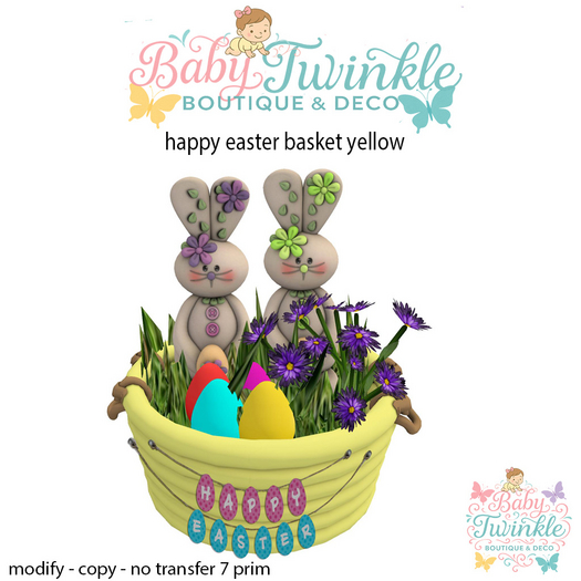 happy easter basket yellow