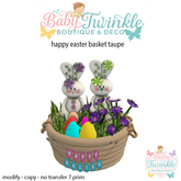 happy easter basket taupe