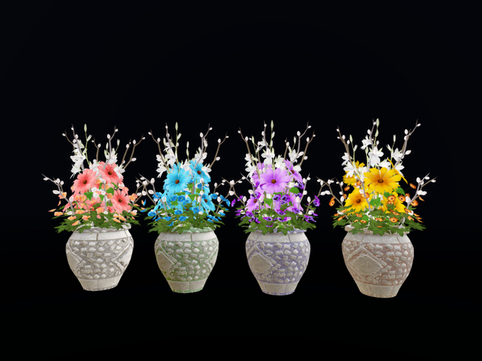 MC Spring Mix Floral Stone Planter Set