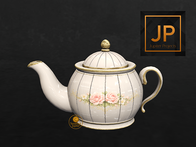02 Ivory Rose Teapot