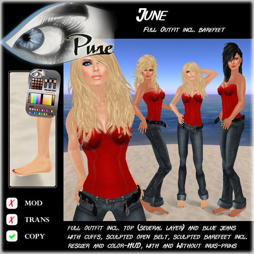 << PURE >> June in Red (full outfit incl. barefeet) [inworld price 299L$]